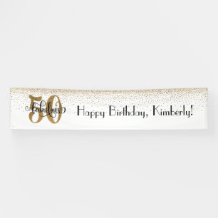 Banderoles Gold Confetti White 50 & Fabulous Happy Birthday