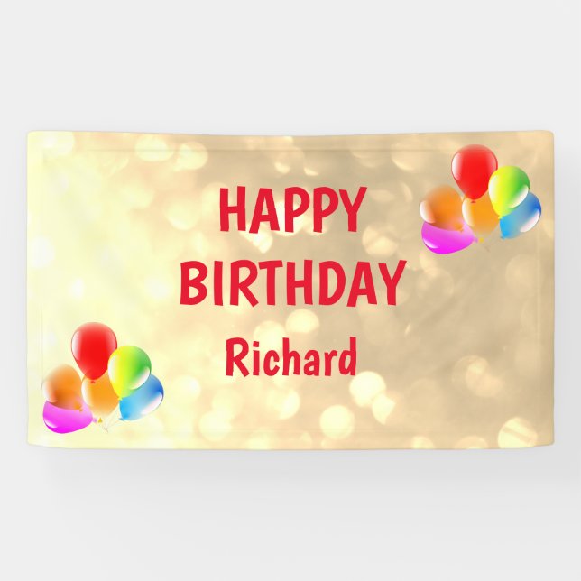 Banderoles Gold et Red Happy Birthday (Horizontal)