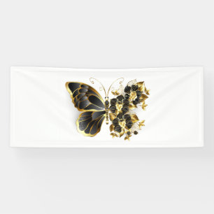 Banderoles Gold flower Butterfly with Black Orchid
