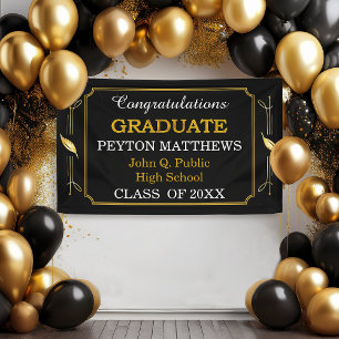 Banderoles Gold Leaf Félicitations Diplômé 20XX