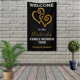 Banderoles Gold Linked Hearts Famille Modèle de réunion