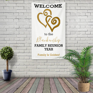 Banderoles Gold Linked Hearts Family Reunion Template
