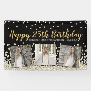 Banderoles Gold Silver Confeti Photo Collage 25e Birthday