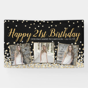 Banderoles Gold Silver Confetti Photo Collage 21e anniversair
