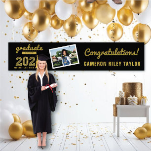 Banderoles Gold Sketch Classe de 2024 Photo Graduation Party