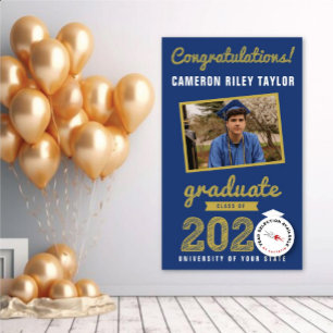 Banderoles Gold Sketch Classe De 2024 Photo Graduation Party
