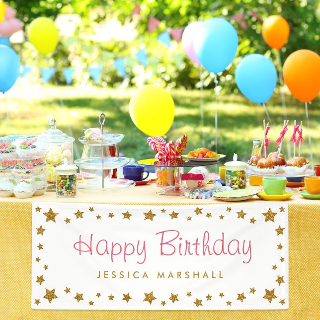 Banderoles Gold Stars Joyeux anniversaire (Créateur téléchargé)