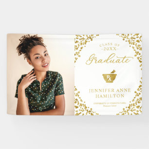 Banderoles Gold White Pharmacy School Graduation Photo