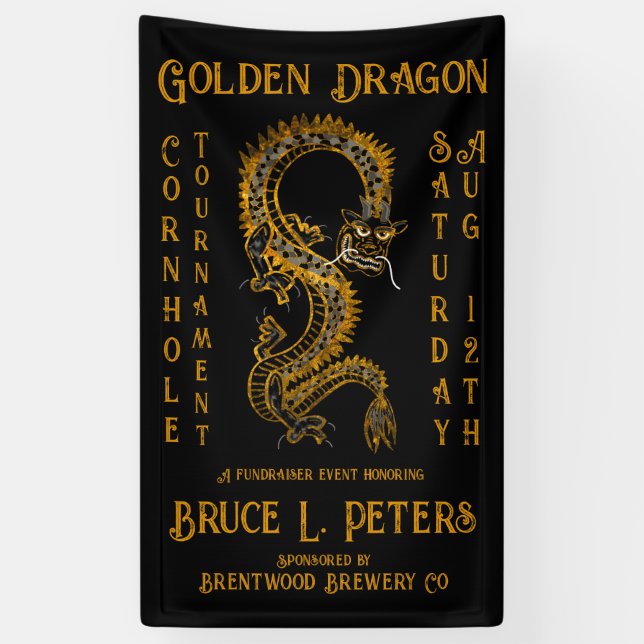 Banderoles Golden Dragon Cornhole Tournoi de collecte de fond (Vertical)