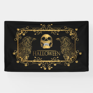 Banderoles Golden Halloween Ravens crâne