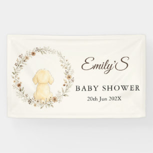 Banderoles Golden Retriever Baby Shower Aquarelle Fleur Sauva