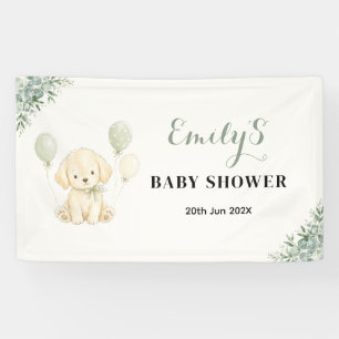 Banderoles Golden Retriever Baby Shower Neutre Vert Sauge