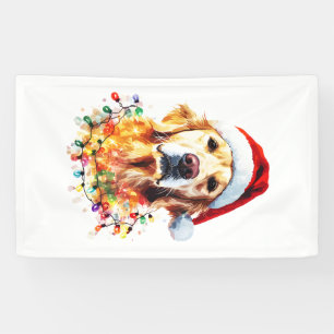 Banderoles Golden Retriever Chien drôle de Noël Chapeau de Pè