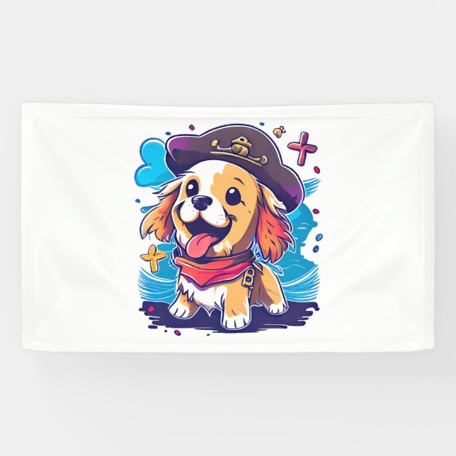 Banderoles Golden Retriever Chien Pirate (Horizontal)