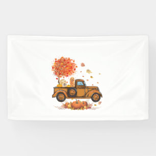 Banderoles Golden Retriever Citrouille Camion Automne Leaf au
