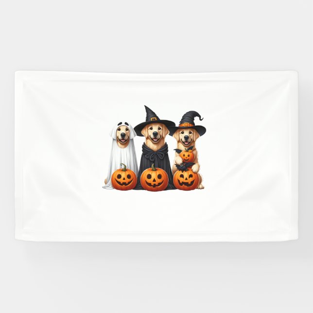 Banderoles Golden Retriever Ghost Halloween Amoureux de les c (Horizontal)