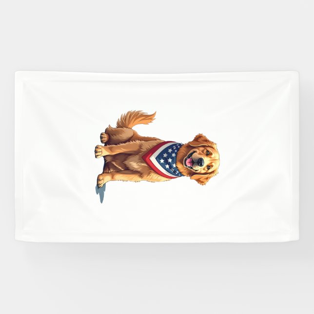 Banderoles Golden Retriever July 4th Vintage Patriotic Tee 2 (Horizontal)