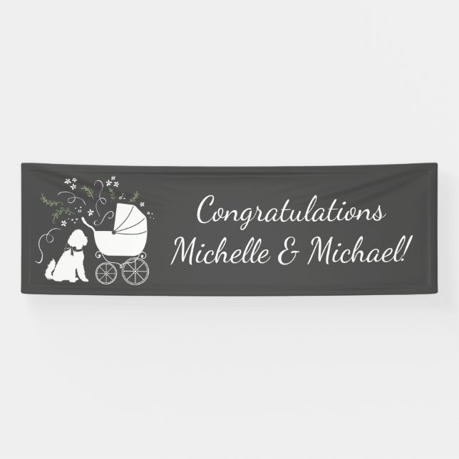 Banderoles Goldendoodle Chien Baby shower sans genre (Horizontal)