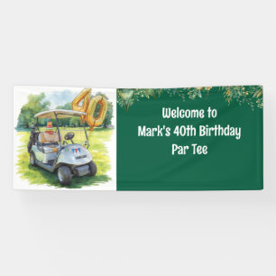 Banderoles Golf 40e anniversaire avec gâteau sur le parcours 