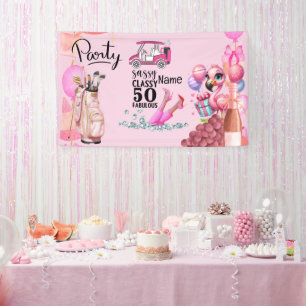 Banderoles Golf 50e anniversaire pour femme golfeuse