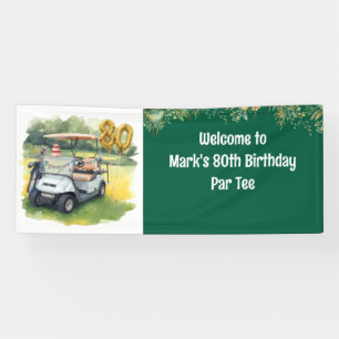 Banderoles Golf 80e anniversaire avec gâteau sur le parcours 