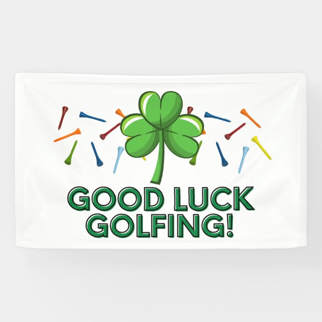 Banderoles Golf bonne chance golf avec shamrock St. Patrick's (Horizontal)