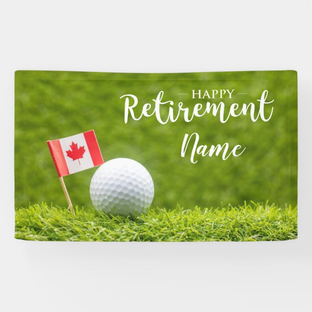 Banderoles Golf heureux retraite avec drapeau du Canada (Horizontal)