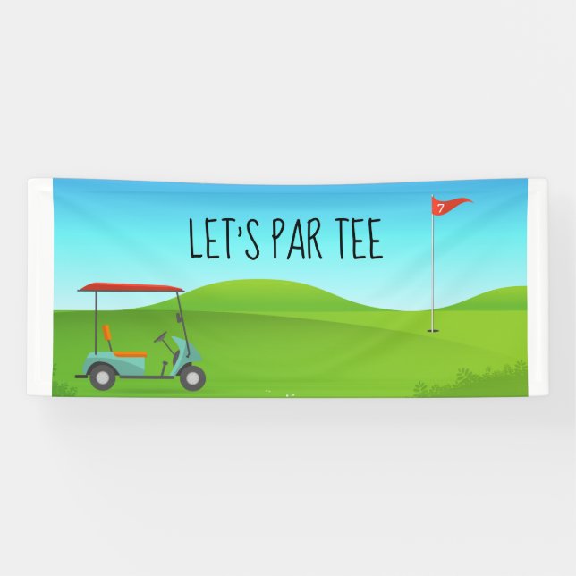 Banderoles Golf Let’s Par avec drapeau de golf sur vert blanc