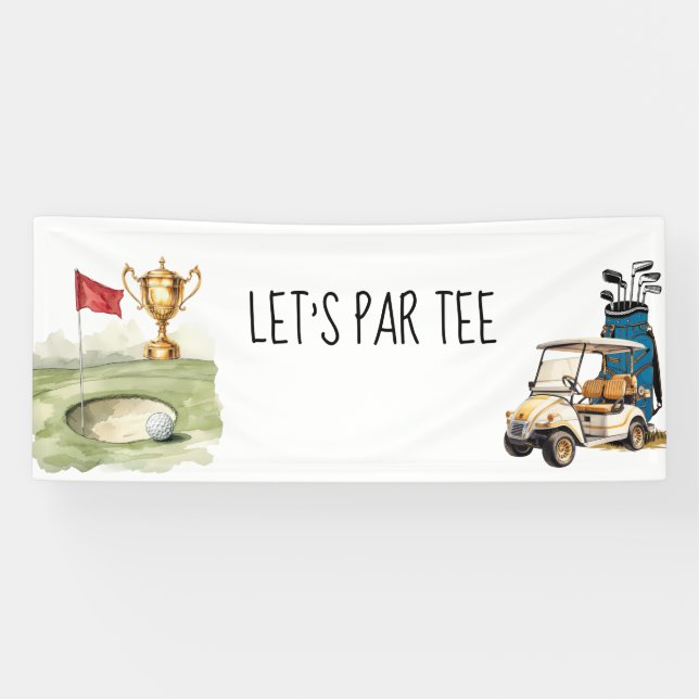 Banderoles Golf Let's Par tee avec drapeau de golf sur fond v (Horizontal)