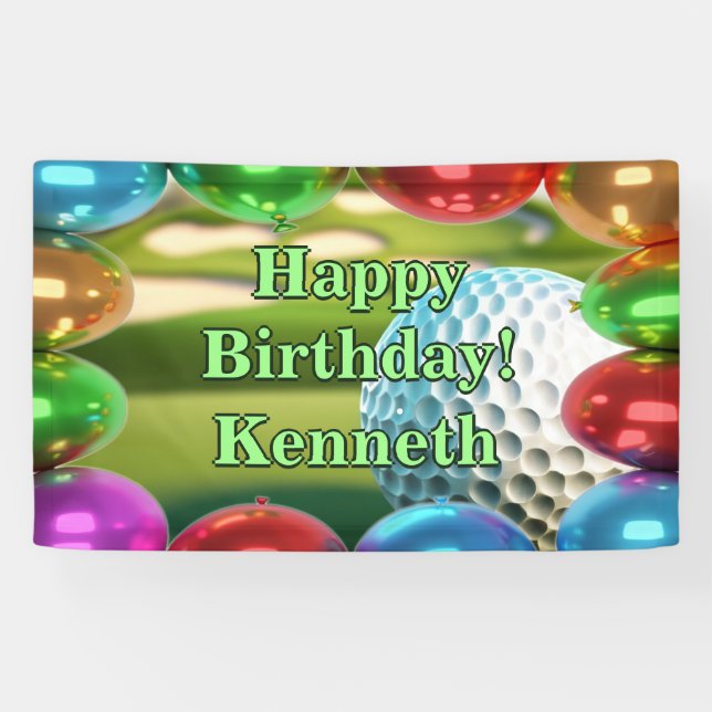 Banderoles Golf Parcours Joyeux Anniversaire personnalisé Vin (Horizontal)