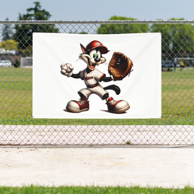 Banderoles Goofy Cat Baseball Pitcher Monte (Insitu)