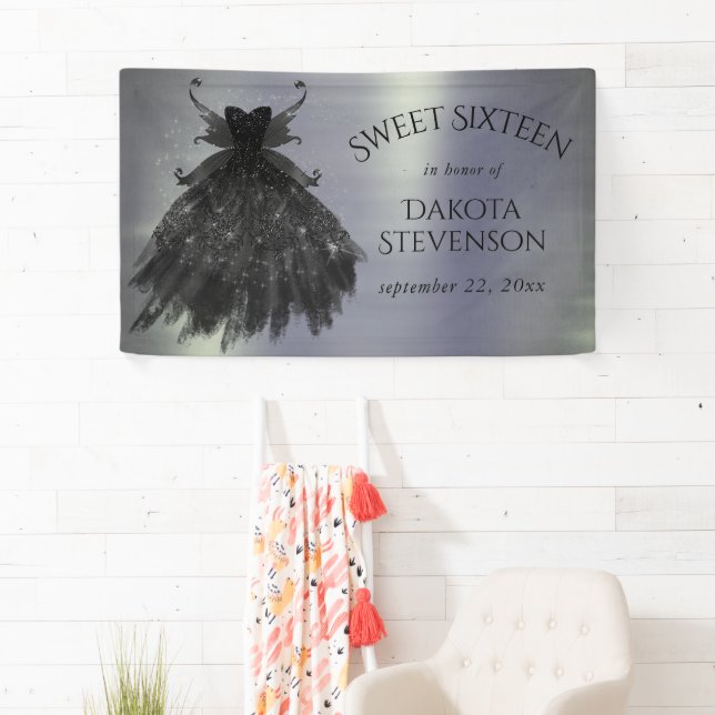 Banderoles Gothique Fairy Black Gown | Vampy Goth Glam Sheen (En situation)