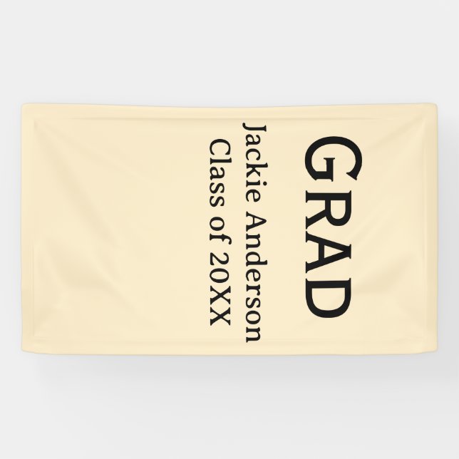 Banderoles Grad bold letter name class of 20XX yellow pastel  (Horizontal)