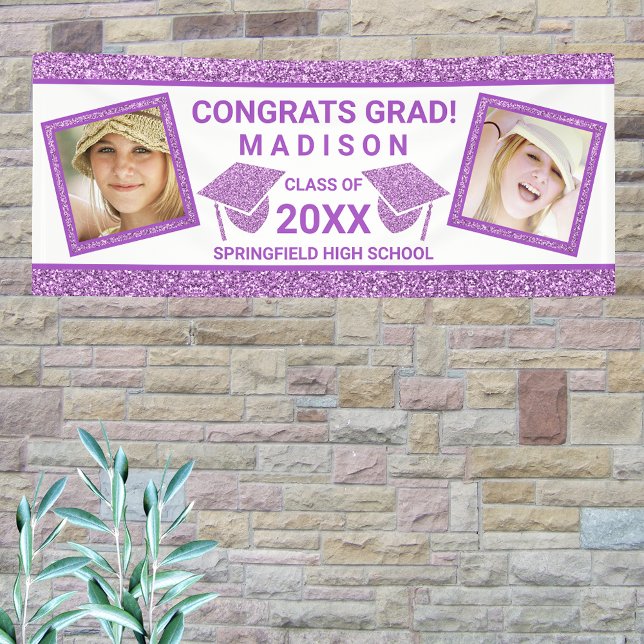 Banderoles Grad Glam Purple Casquette Graduation Party photo (Créateur téléchargé)
