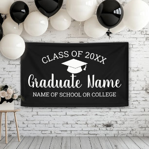 Banderoles Grad Graduate Graduate Script noir blanc