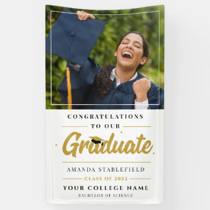 Banderoles Graduate Photo Modern Script Graduation Party
