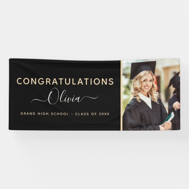 Banderoles Graduation 2022 Black Gold High School College (Horizontal)