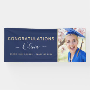 Banderoles Graduation 2022 Marine Blue Gold High School Colle