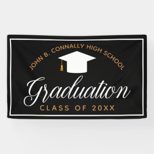 Banderoles Graduation 2024 Chic Black Gold Custom Lycée