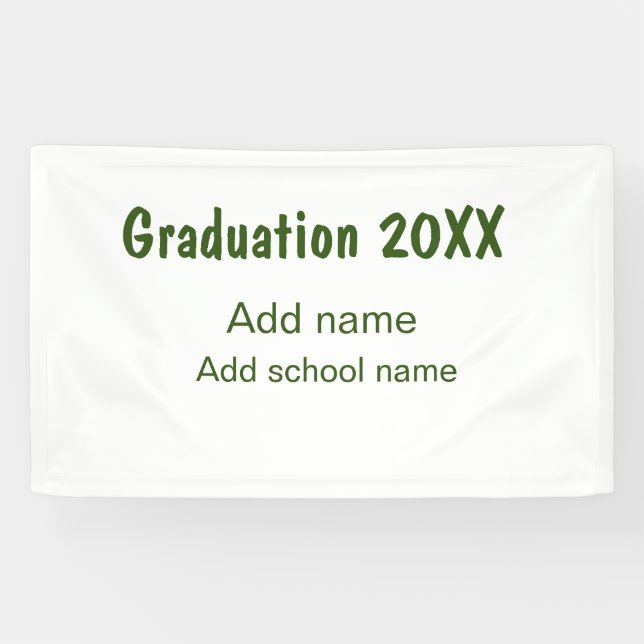 Banderoles Graduation 20XX ajouter nom année école vert moder (Horizontal)