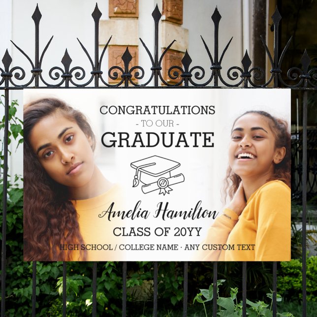 Banderoles Graduation 2 Photo Lycée ou College Grad (Graduation 2 Photo High School or College Grad Banner
)