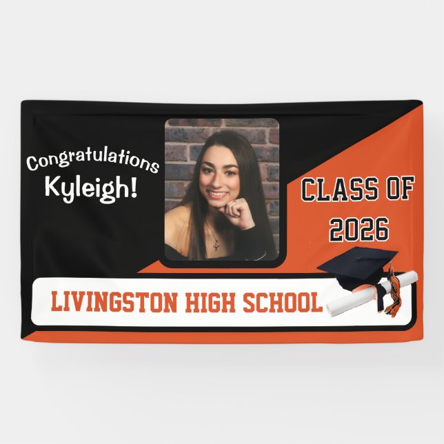 Banderoles Graduation Black & Orange (Horizontal)