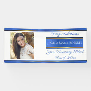 Banderoles Graduation, Classe de, Bleu & Argent, Photo,