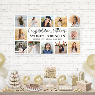 Banderoles Graduation Congrats 12 Photo Collage Script modern