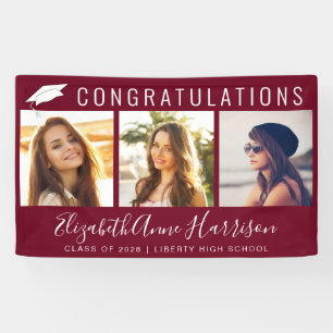 Banderoles Graduation Congratulations Photo Burgundy Welcome