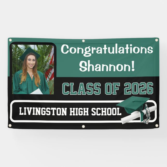 Banderoles Graduation de Hunter Green & Black Vinyl (Horizontal)