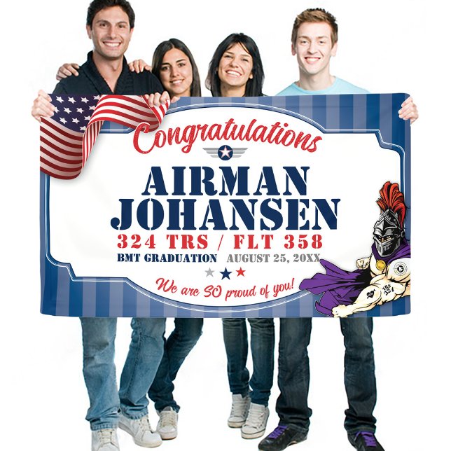 Banderoles Graduation de la Force aérienne 324 TRS Chevaliers (324 TRS Knights Mascot USAF Air Force BMT Basic Military Training Graduation Vinyl Banner, Proud Mom)