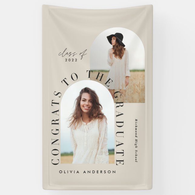 Banderoles Graduation géométrique moderne multi photo arch (Vertical)