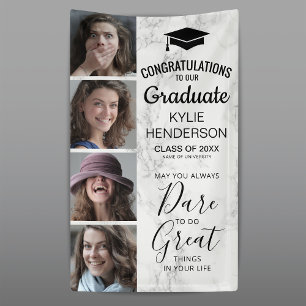 Banderoles Graduation Marble Photo Année de classe 2025
