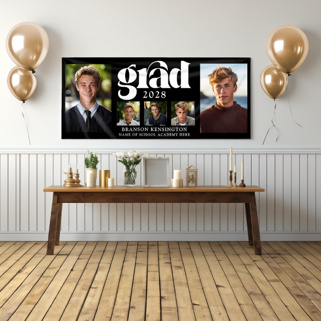 Banderoles Graduation Masculine moderne Collage photo (Modern Masculine Graduation Photo Collage Banner)